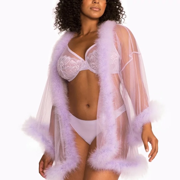 [SOLD] [NEW WITH TAG] Savage X Fenty Sheer Marabou Short feather Robe - M/L - Picture 9 of 9